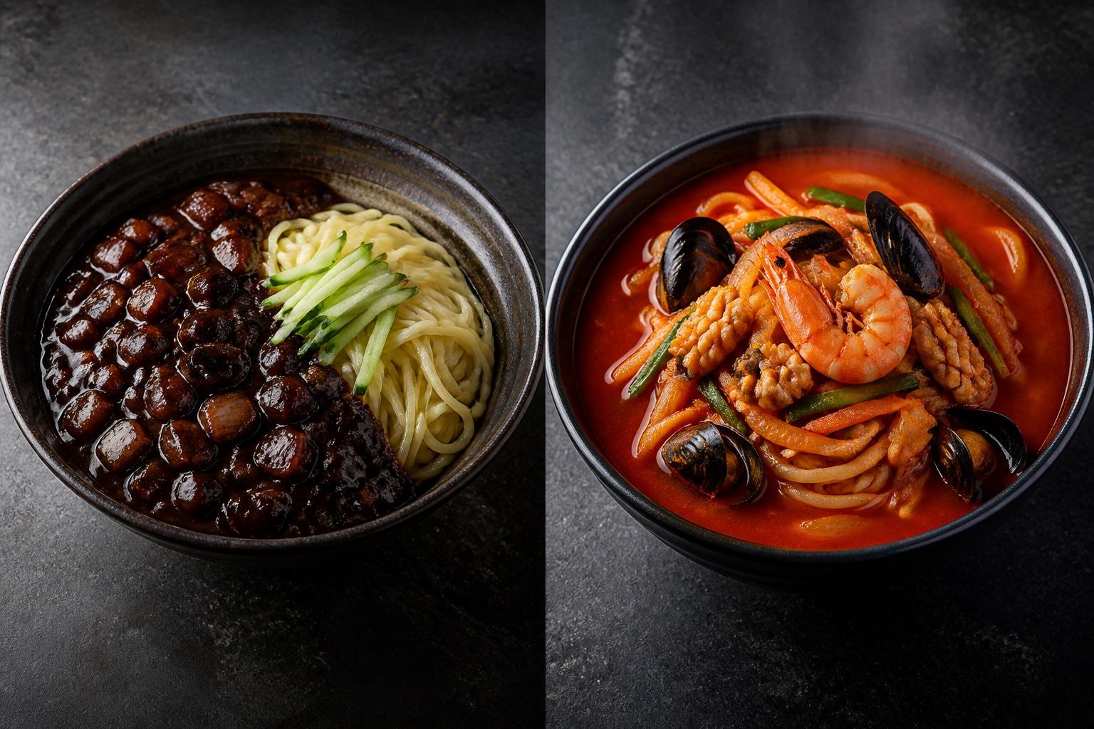 검은 그릇에 담긴 짜장면